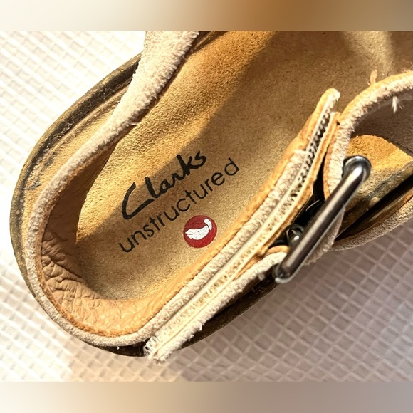 Clarks Women's Slingback Wedge Sand Suede Tan Sandals Size 8 - Picture 4 of 12